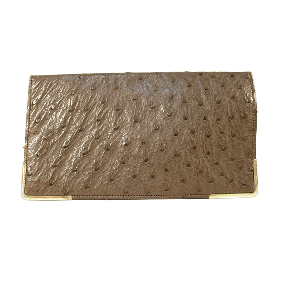 Gucci Other - GUCCI Vintage Ostrich Billfold Rolled Gold